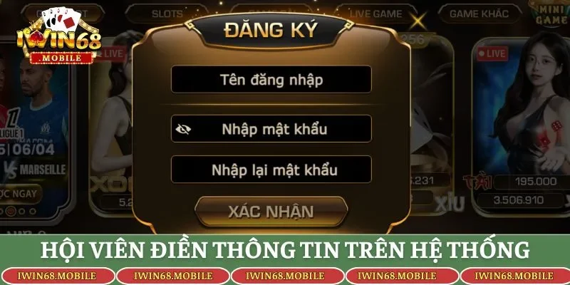 Hội viên điền thông tin trên hệ thống